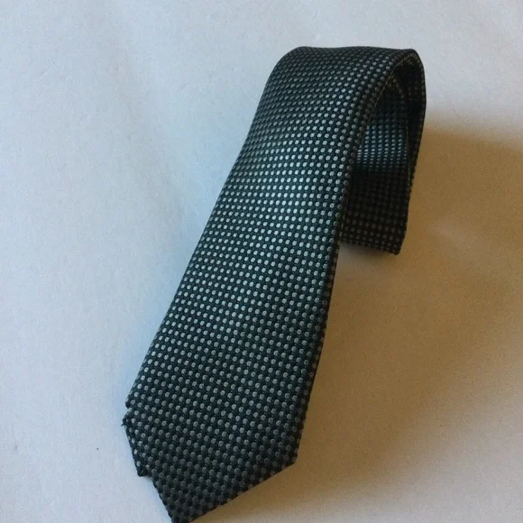 NORDSTROM NENS SILK TIE BLACK GRAY SMALL CHECK NEW